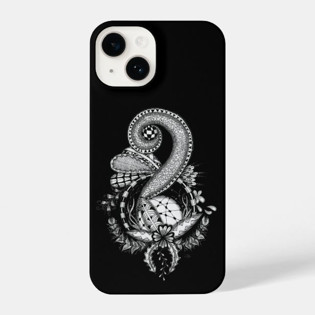 Tangle art: floral motif - iPhone shell Case (Back)