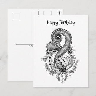 Tangle Art: Floral Motif - Postcard