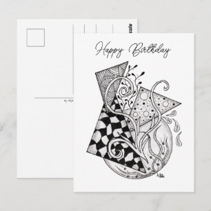 Tangle Art: Florales Design, Ovale - Postcard