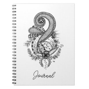 Tangle Art: Florales Motiv - Notebook