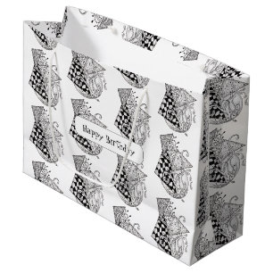 Tangle drawing Geometric, Triangle Large Gift Bag