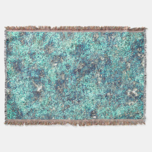 Tangle of threads or spongy cyan blue and grey doo throw blanket