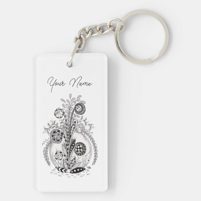 Tangle-shaped floral plant - key ring (Back)
