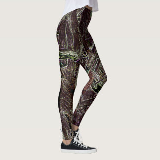 Tangled Branches Abstract 101  Green Leggings