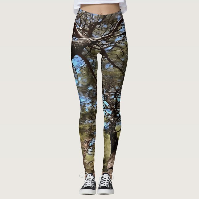 Tangled Branches Of Pine Trees Bizarre Perspective Leggings (Front)
