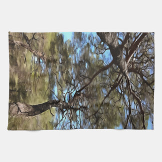 Tangled Branches Of Pine Trees Bizarre Perspective Tea Towel
