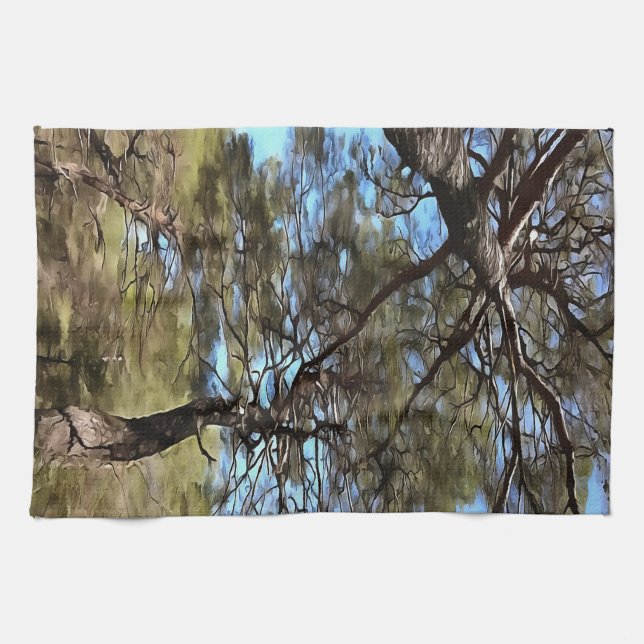 Tangled Branches Of Pine Trees Bizarre Perspective Tea Towel (Horizontal)