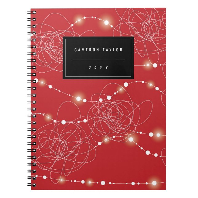 Tangled Bright Christmas Fairy Lights Glow Holiday Notebook (Front)