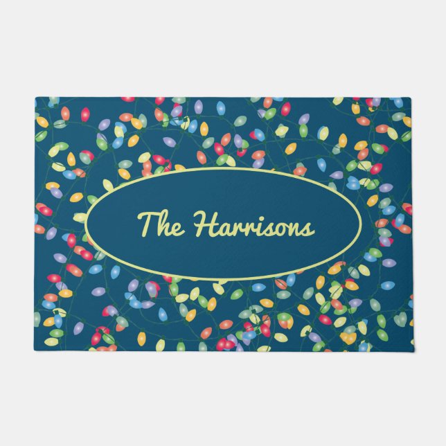 Tangled Christmas Lights Doormat (Front)