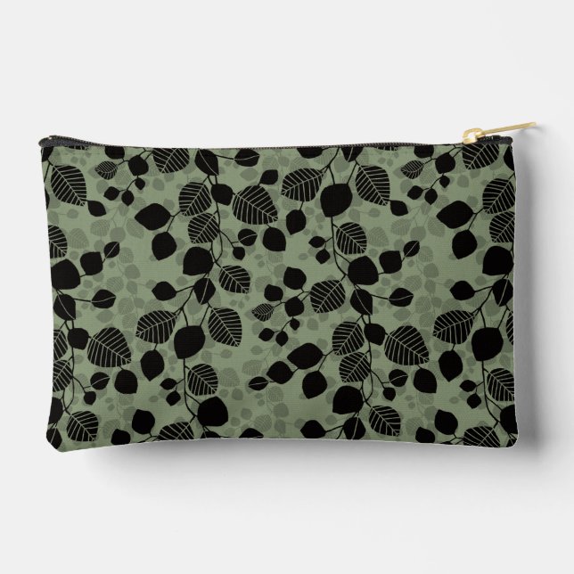 Tangled Foliage Canopy Black Botanical Silhouette Accessory Pouch (Back)
