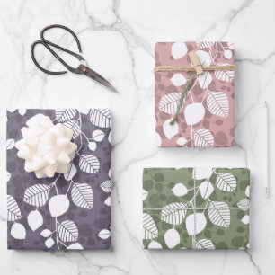 Tangled Foliage Canopy Botanical Leaves Silhouette Wrapping Paper Sheet