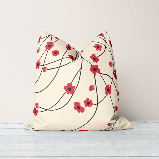 Tangled in Bloom Crimson Red Warm Vanilla Cushion (Creator Uploaded)