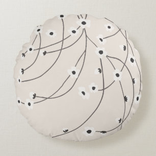 Tangled in Bloom Warm Vintage Round Cushion