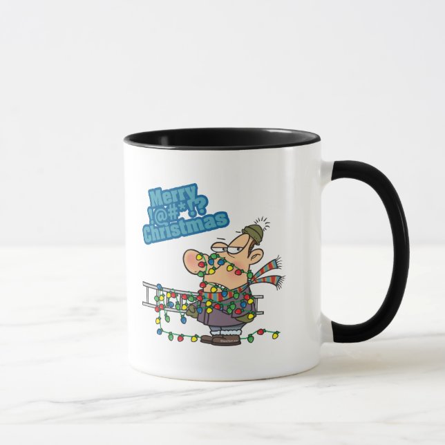 tangled in lights merry bleeping christmas cartoon mug (Right)