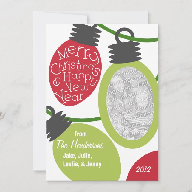 Tangled Lights Photo Christmas Card (Front)