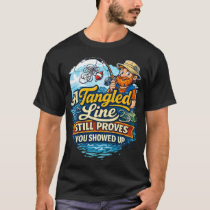 Tangled Line Fishing Humour Design T-Shirt