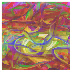TANGLED ORGANZA SILK RIBBONS MULTICOLOR ORANGE RED FABRIC