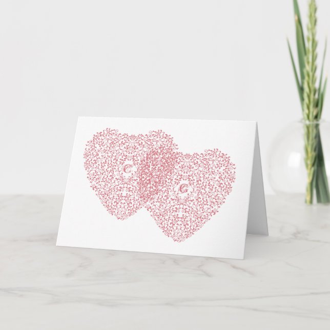 Tangled Pink Hearts Card (Front)