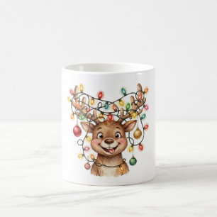 Tangled Reindeer Christmas Lights Coffee Mug