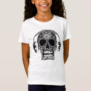 Tangled Skull with Headphones Girls Shirt