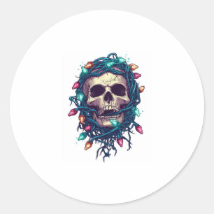 Tangled Skullmas � Funny Xmas Skeleton Classic Round Sticker