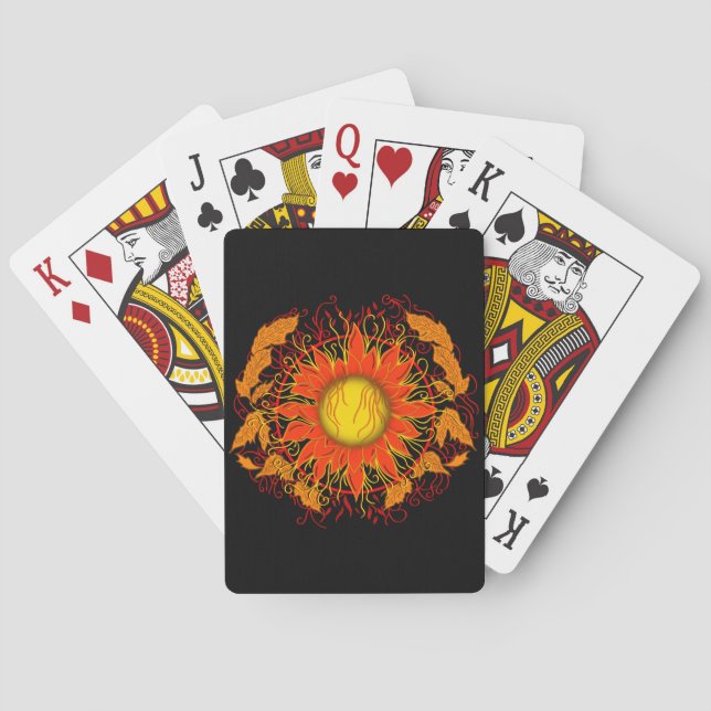Tangled Sun, Colourful Abstract Art Playing Cards (Back)