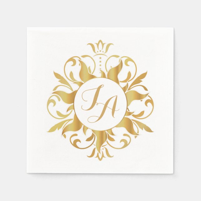 Tangled Sun Monogram Napkins (Front)