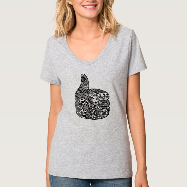 Tangled Sun T-Shirt - gray v-neck (Front)