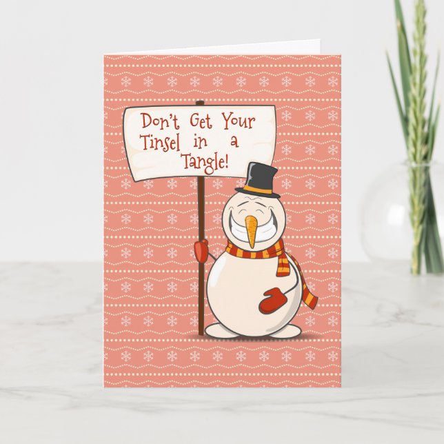 Tangled Tinsel Snowman Holiday Card (Front)