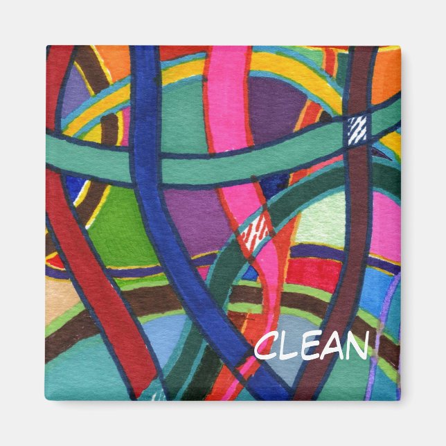 "Tangled Weave" Abstract Dishwasher Status Magnet (Front)