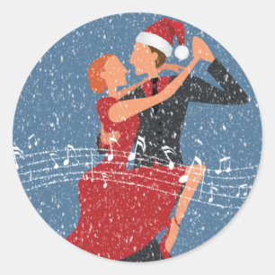 Tango All The Way Christmas Tango Dancers in Snow Classic Round Sticker