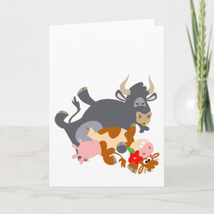 Tango!! (cartoon bull and cow) Greeting card