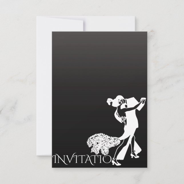 Tango Classic Dance Black Gray Ombre Invitation (Front)