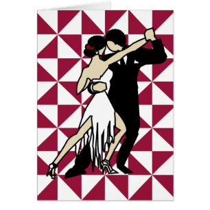 Tango Dancers Burgundy and White Geometric