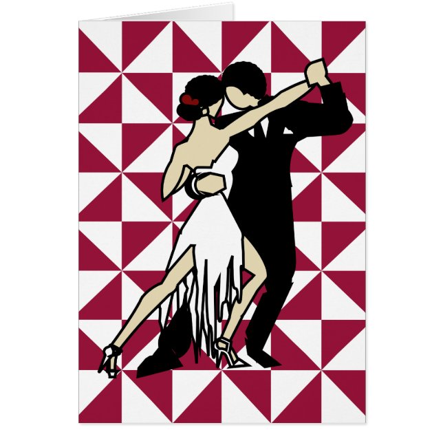 Tango Dancers Burgundy and White Geometric (Front)