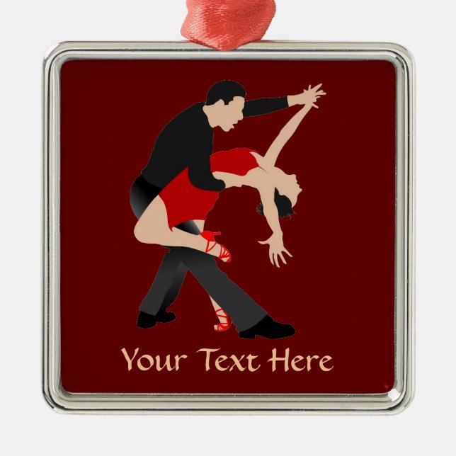 Tango Dancers (customised) Metal Tree Decoration (Front)