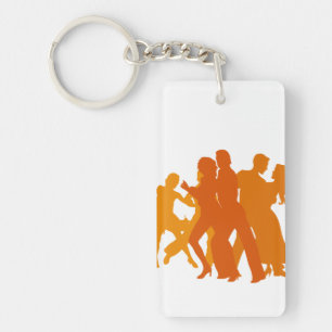 Tango Dancers Illustration Key Ring