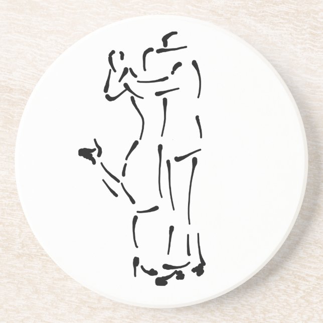 Tango Dancers Ink Brush design Coaster (Front)