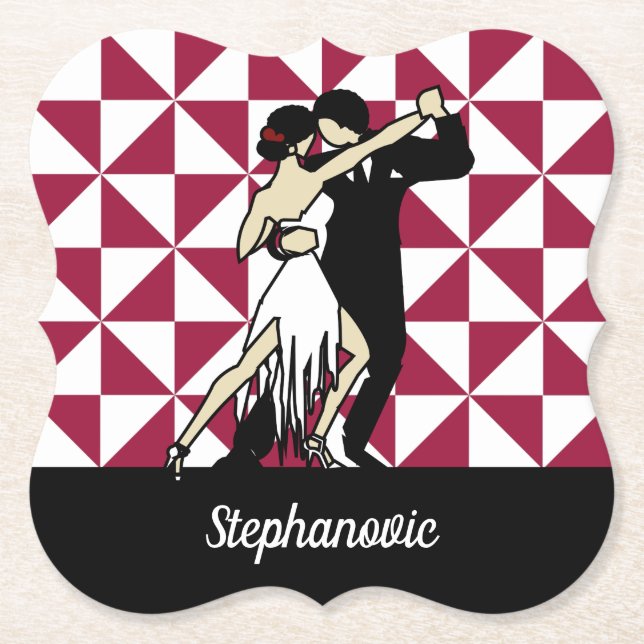 Tango Dancers Paper Coaster (Front)