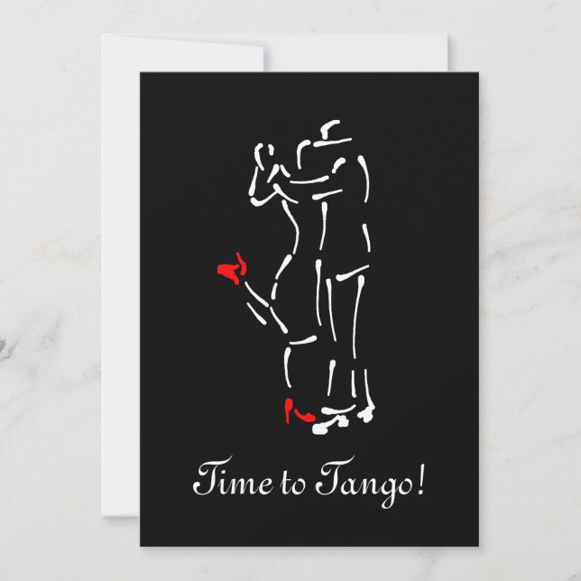 Tango Dancers (Red Shoes) with Customisable Text Invitation (Front)