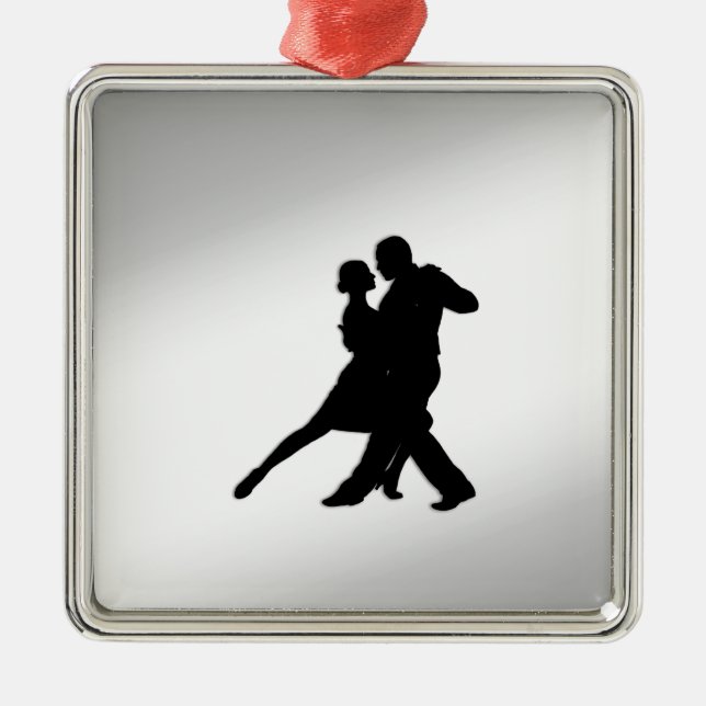 Tango Dancers Silhouette Metal Tree Decoration (Front)