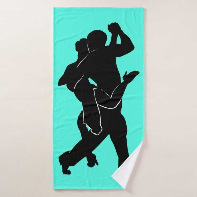 Tango Dancers Teal Bath Towel or Choose Colour (Bath Towel)