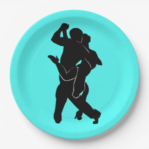 Tango Dancers Turquoise Paper Plates Choose Colour
