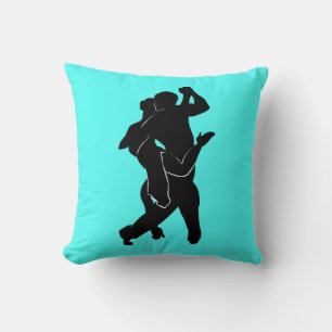 Tango Dancers Turquoise Throw Pillow Choose Colour