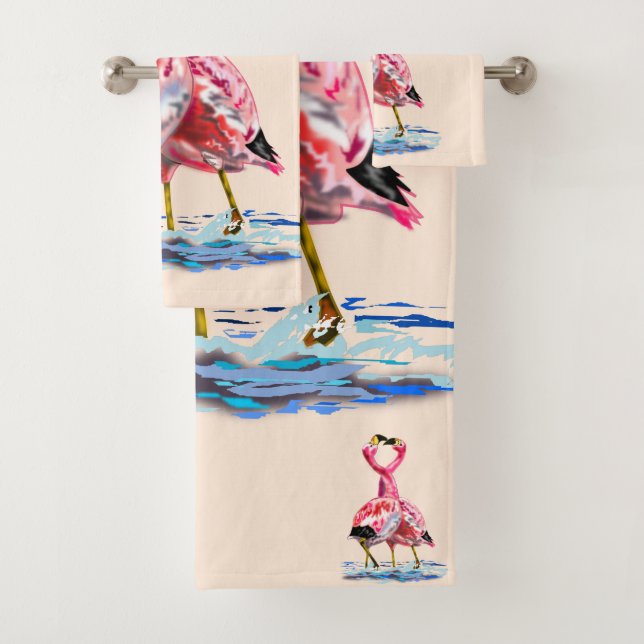 Tango Flamingo 3 Bath Towel Set (Insitu)
