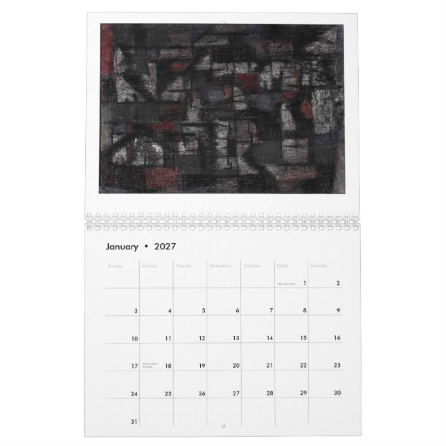 Tango in the rain calendar (Jan 2027)