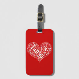 Tango Love Live and Laugh Red Heart Word Art Luggage Tag
