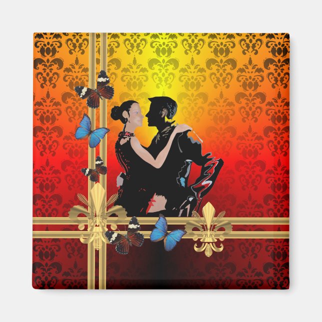Tango on damask magnet (Front)
