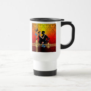 Tango on damask travel mug