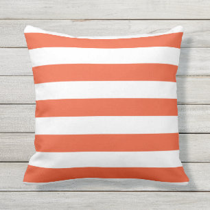 Tango Orange Nautical Stripes Outdoor Pillows
